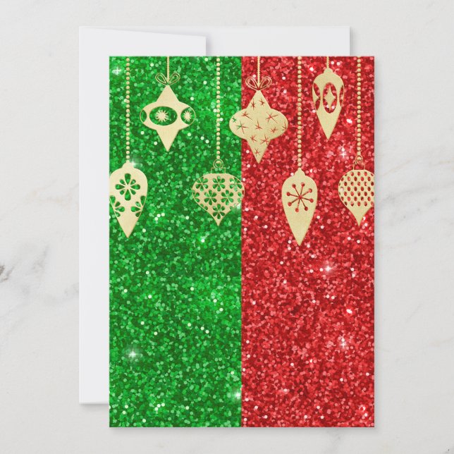 Festividades Cartão de Natal Dourado Verde Vermelho (Frente)