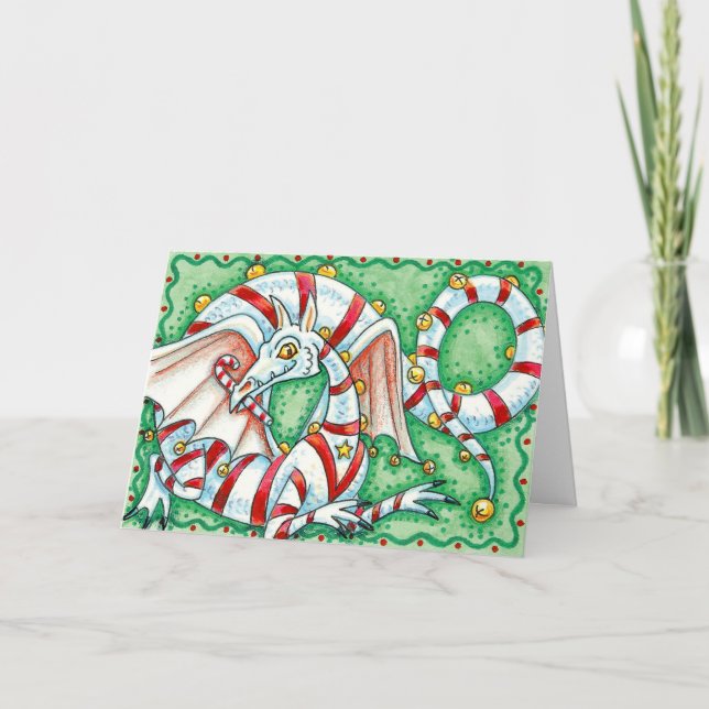 Festividades Cartão de Natal:  Dragão de Natal Candy Cane (Frente)