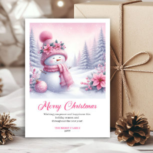 Festividades Cartão de Natal editável de Papai Noel Rosa Encant
