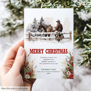 Festividades Cartão de Natal editável do país cowboy