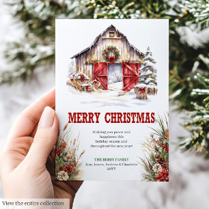 Festividades Cartão de Natal editável rancho rústico