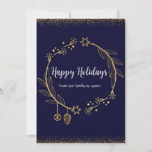Festividades Cartão de Natal elegante azul escuro e dourado