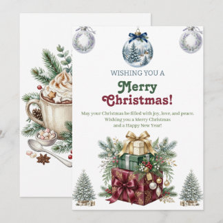 Festividades Cartão de Natal Elegante com Aquarela