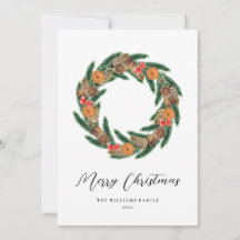 Cartão de Natal Elegante com Coroa - Sem Foto
