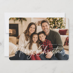 Festividades Cartão de Natal Elegante com Foto da Família