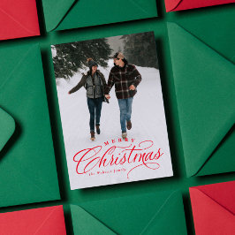 Festividades Cartão de Natal elegante com uma foto vermelha