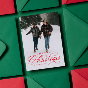 Festividades Cartão de Natal elegante com uma foto vermelha