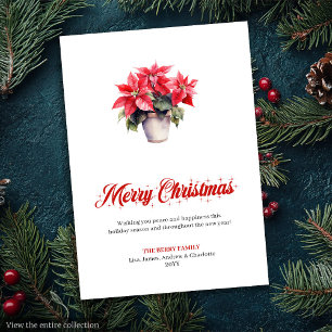 Festividades Cartão de Natal Elegante de Aquarela Botânica