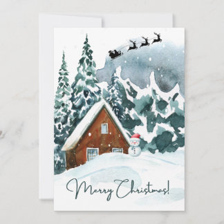 Festividades Cartão de Natal - elegante, neve, casa