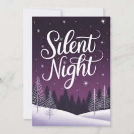 Festividades Cartão de Natal Elegante Noite Silenciosa Roxa