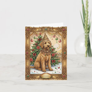 Festividades Cartão de Natal Elegante Vintage Goldendoodle