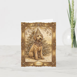 Festividades Cartão de Natal Elegante Vintage Goldendoodle