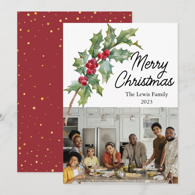 Festividades Cartão de Natal Elegantes Frutas do Inverno (Frente/Verso)