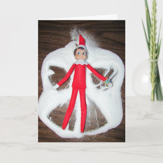 Festividades Cartão de Natal Elf Snow Angel (Frente)