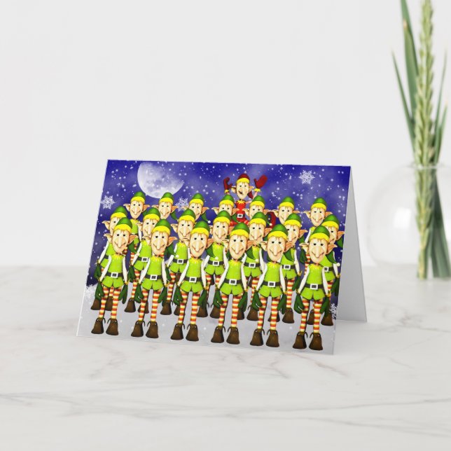 Festividades cartão de natal elfs para a família (Frente)