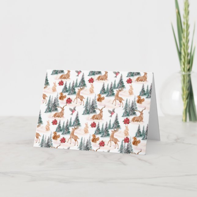 Festividades Cartão de Natal em Branco com Animais Fofos da Flo (Frente)