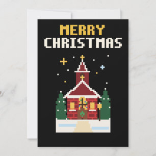 Festividades Cartão de Natal em Pixel Art da Capela Nevada