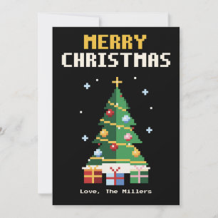 Festividades Cartão de Natal em Pixel Art de Árvore de Natal