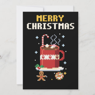 Festividades Cartão de Natal em Pixel Art de Cacau Quente