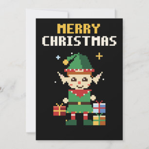Festividades Cartão de Natal em Pixel Art de Elfo
