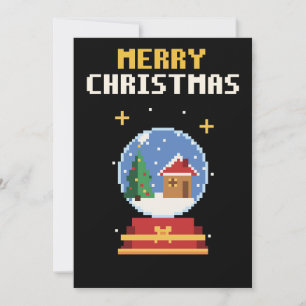 Festividades Cartão de Natal em Pixel Art de Globo de Neve