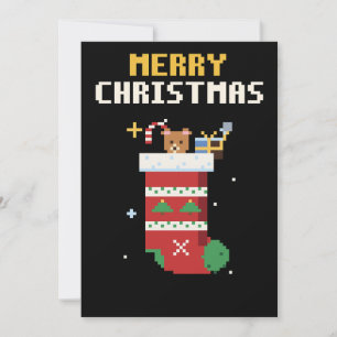 Festividades Cartão de Natal em Pixel Art de Meia de Natal
