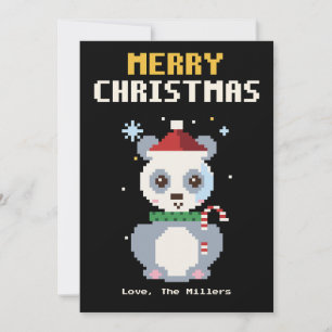 Festividades Cartão de Natal em Pixel Art de Panda