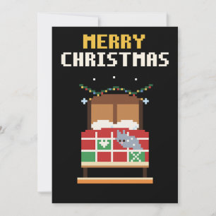 Festividades Cartão de Natal em Pixel Art de Quarto Aconchegant