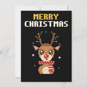 Festividades Cartão de Natal em Pixel Art de Rena