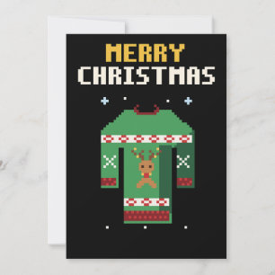 Festividades Cartão de Natal em Pixel Art de Suéter Feio
