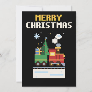 Festividades Cartão de Natal em Pixel Art do Trem de Natal