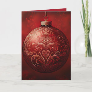 Festividades Cartão de Natal "Enfeite Vermelho e Dourado"