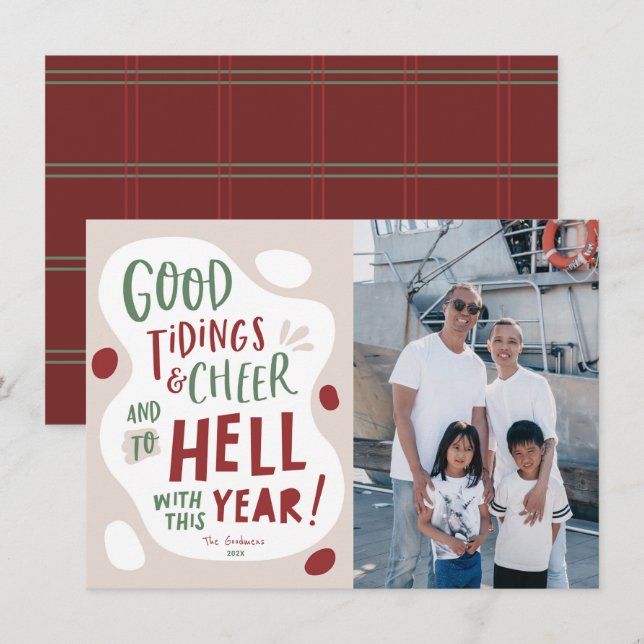 Festividades Cartão de Natal Engraçado, Ao diabo com a foto des (Frente/Verso)