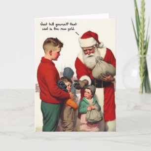 Festividades Cartão de Natal Engraçado - Carvão do Santo Nick