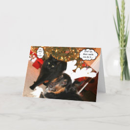 Festividades Cartão de Natal Engraçado Collie e Negro