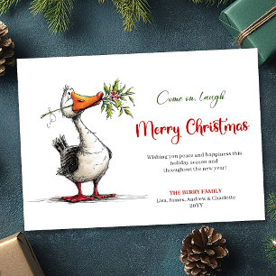 Festividades Cartão de Natal Engraçado com Ganso de Desenho Ani