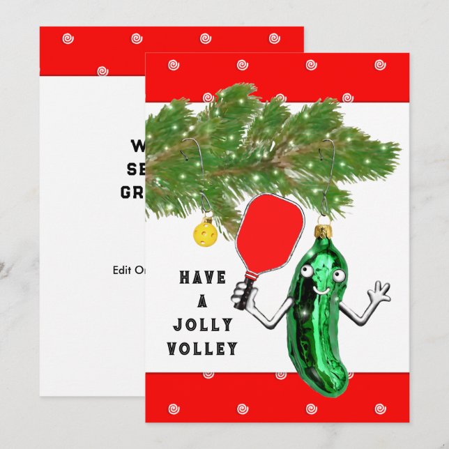 Festividades Cartão de Natal Engraçado de Pickleball (Frente/Verso)