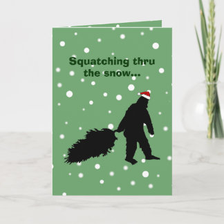 Festividades Cartão de Natal engraçado de Sasquatch que puxa a