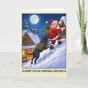 Festividades Cartão de Natal engraçado do Lab preto K9 Militar