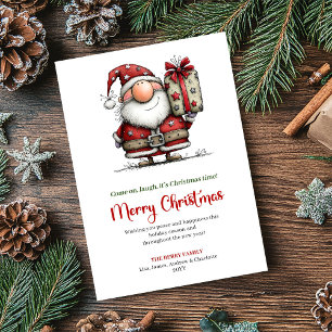 Festividades Cartão de Natal engraçado do Papai Noel em aquarel