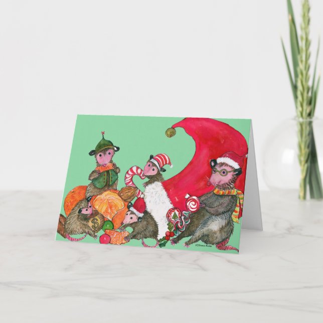 Festividades Cartão de Natal engraçado dos gambás, (Frente)