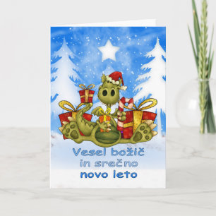 Festividades Cartão de Natal esloveno - dragão bonito - bož 