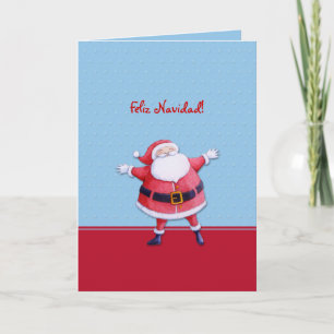 Festividades Cartão de Natal Espanhol Azul de Santa Claus