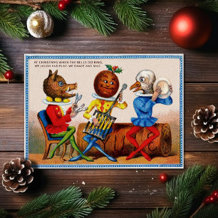 Festividades Cartão de Natal Esquisito Vitoriano Antigo