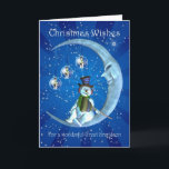 Festividades Cartão de Natal, excelente - Natal do neto, boneco<br><div class="desc">Cartão de Natal,  excelente - Natal do neto,  boneco de neve na lua</div>