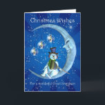 Festividades Cartão de Natal, excelente - Natal do neto, boneco<br><div class="desc">Cartão de Natal,  excelente - Natal do neto,  boneco de neve na lua</div>