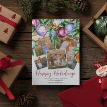 Cartão de Natal Família Bolas Festivas 5 Fotos