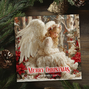Festividades Cartão de Natal fantasia vitoriano épico com anjo 