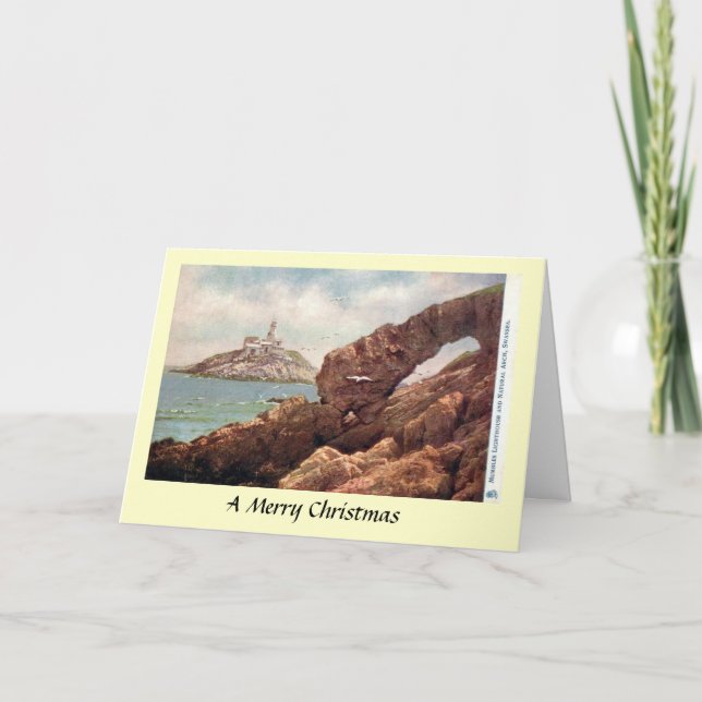 Festividades Cartão de Natal - Farol Mumbles, Swansea (Frente)