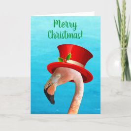 Festividades Cartão de Natal Feliz de Flamingo Rosa